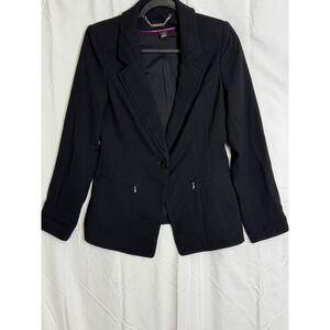 White House Black Market Black Single Button Blazer Jacket Women Size 4